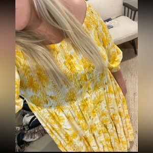 Yellow Floral Off The Shoulder Maxi Dress